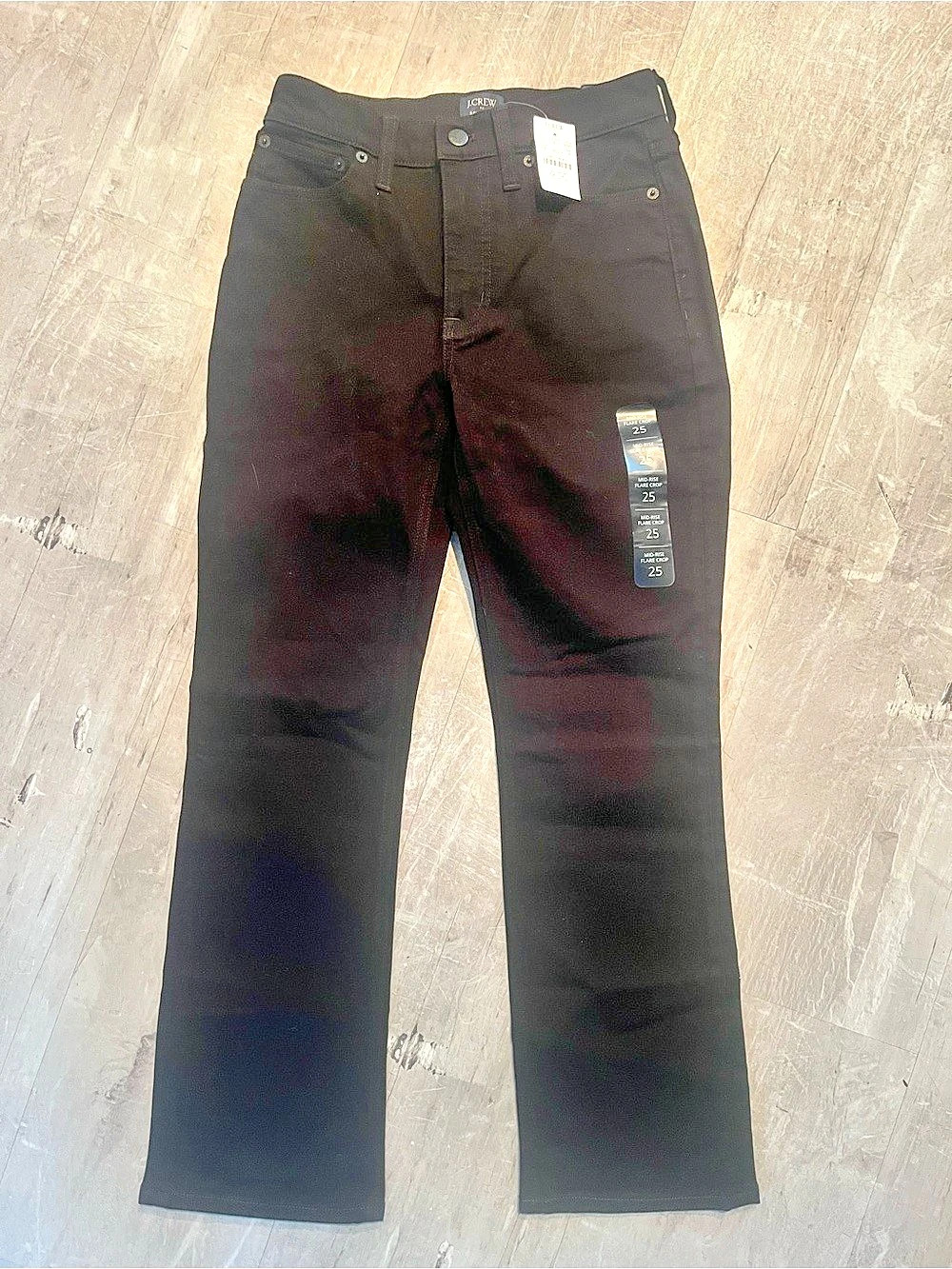 J.Crew Mid-Rise Flare Crop Flare Crop Jeans in Black Waist 25 NWT
